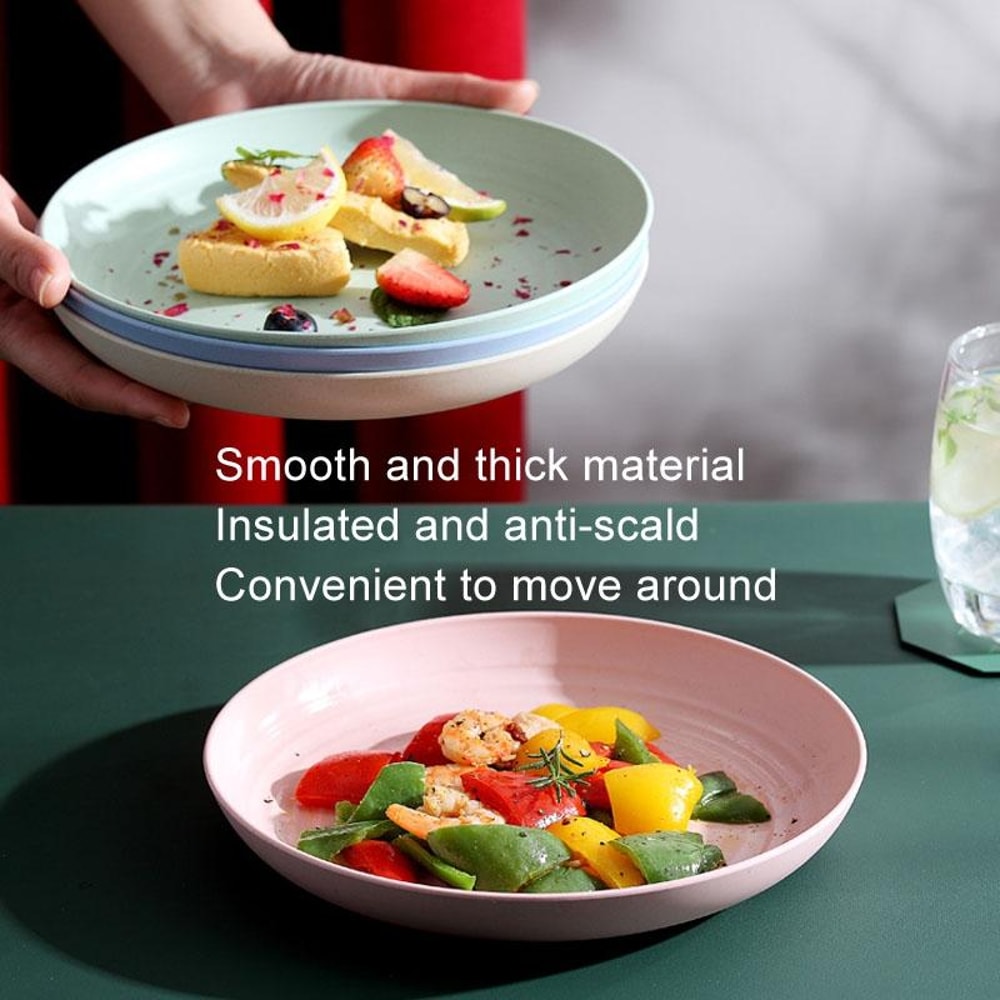 EcoFriendly Wheat Straw Round Fruit Plate Durable Microwave Safe 6