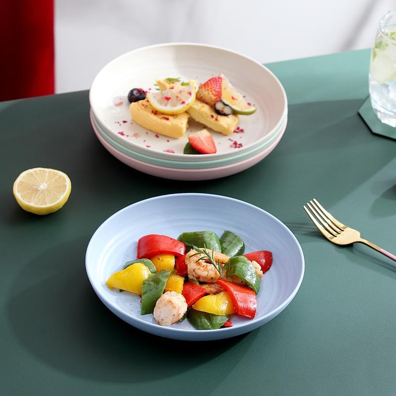 EcoFriendly Wheat Straw Round Fruit Plate Durable Microwave Safe 1
