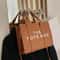 Women PU Leather Tote Bag With Letter Print LargeCapacity Crossbody Bag 3