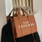 Women PU Leather Tote Bag With Letter Print LargeCapacity Crossbody Bag 3