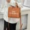 Women PU Leather Tote Bag With Letter Print LargeCapacity Crossbody Bag 5