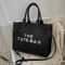 Women PU Leather Tote Bag With Letter Print LargeCapacity Crossbody Bag 6