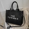 Women PU Leather Tote Bag With Letter Print LargeCapacity Crossbody Bag 6