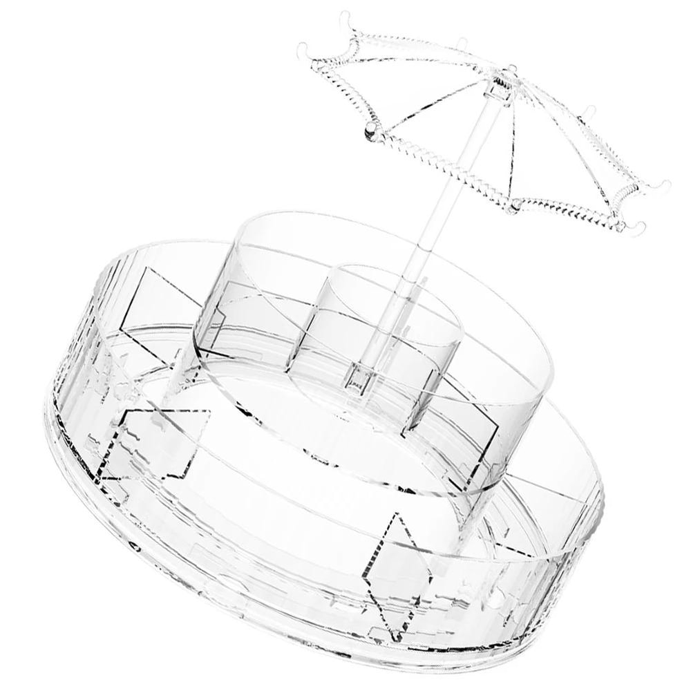 Large Capacity Rotating Cosmetic Storage Box With Transparent Compartments 1
