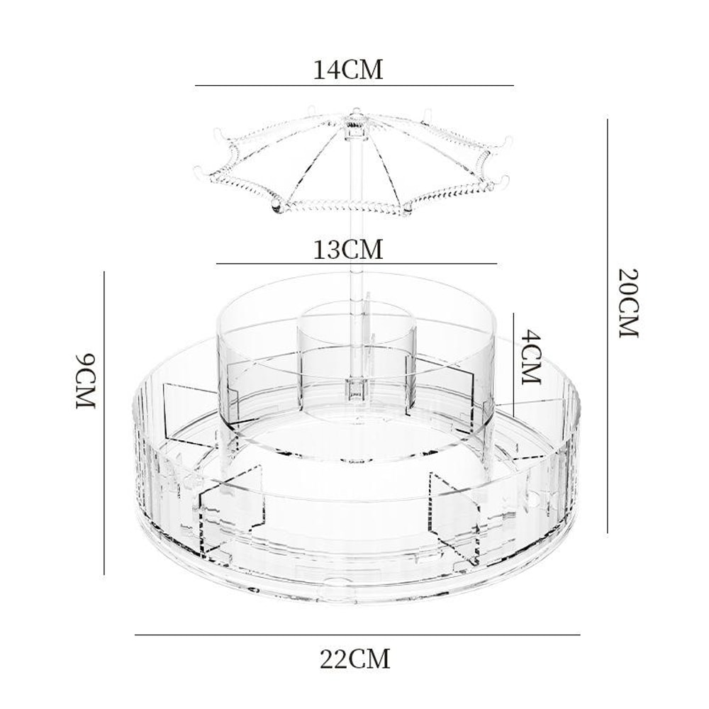 Large Capacity Rotating Cosmetic Storage Box With Transparent Compartments 2