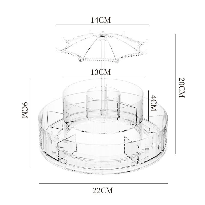 Large Capacity Rotating Cosmetic Storage Box With Transparent Compartments 2