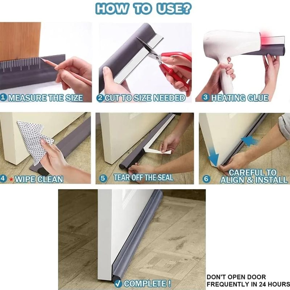 Premium Door Bottom Seal Strip, Soundproof & Windproof Self-Adhesive Door Gap Blocker