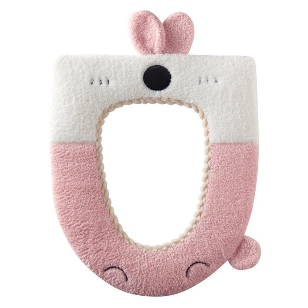 Washable Cartoon Rabbit Plush Toilet Seat Cushion Soft Thick 8