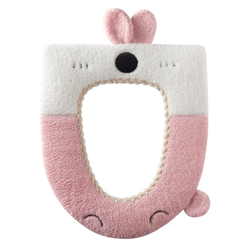 Washable Cartoon Rabbit Plush Toilet Seat Cushion Soft Thick 8