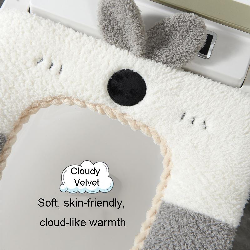 Washable Cartoon Rabbit Plush Toilet Seat Cushion Soft Thick 2