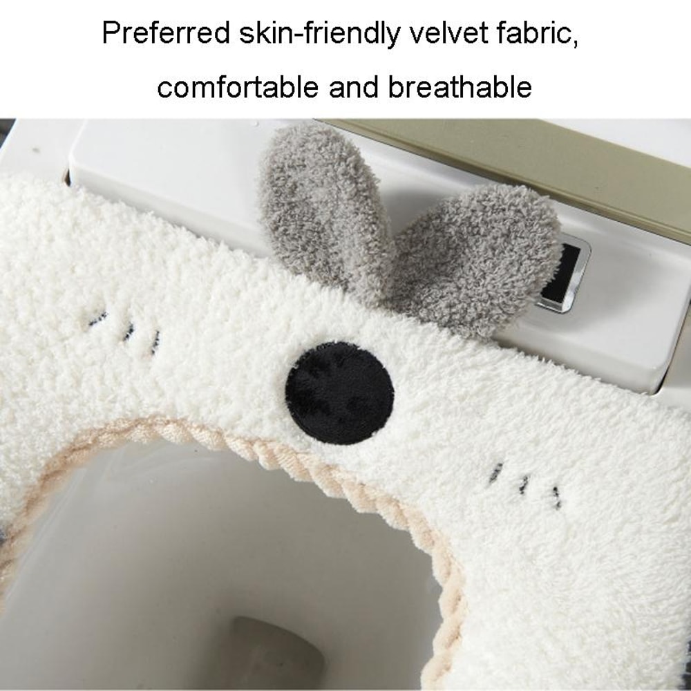 Washable Cartoon Rabbit Plush Toilet Seat Cushion Soft Thick 3