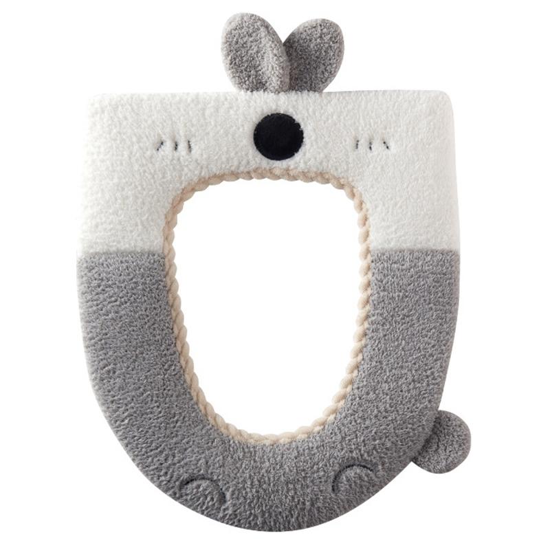 Washable Cartoon Rabbit Plush Toilet Seat Cushion Soft Thick 7