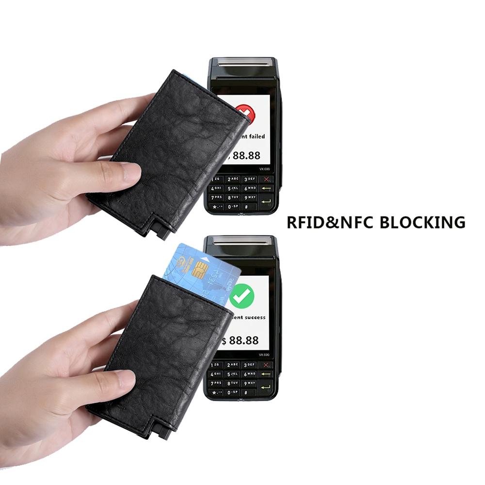 Popup RFID Leather Card Holder Bifold Wallet Slim Secure 4