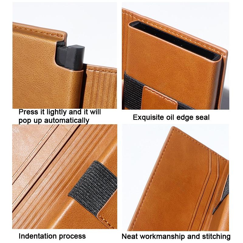 Popup RFID Leather Card Holder Bifold Wallet Slim Secure 5