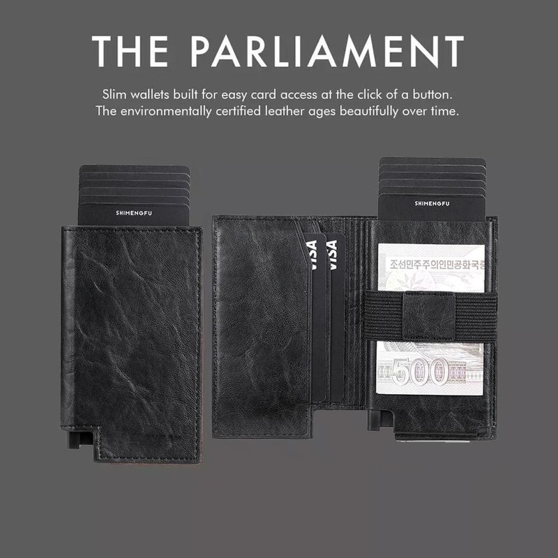 Popup RFID Leather Card Holder Bifold Wallet Slim Secure 7