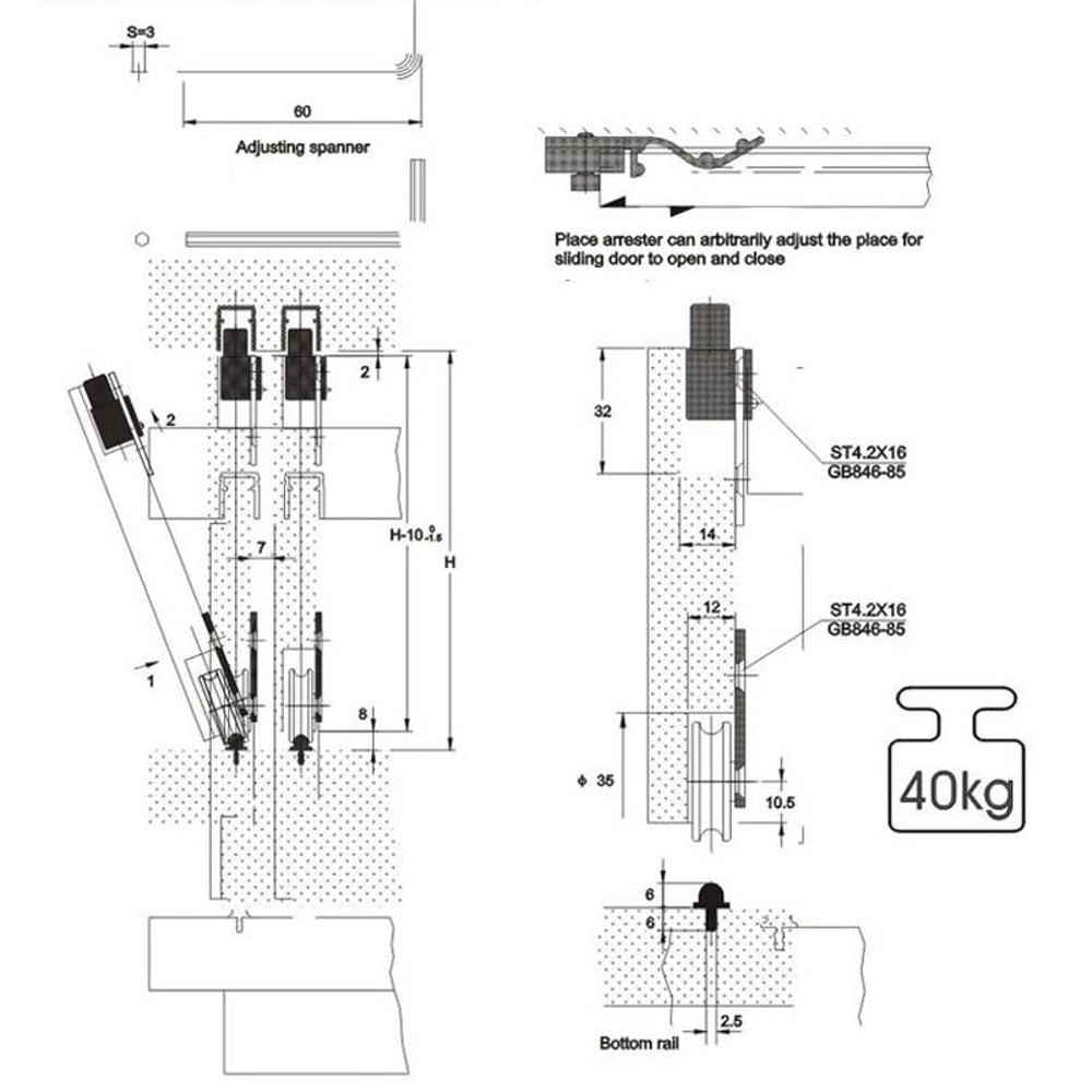 Heavy Duty Lower Track & Closet Door Pulley Hardware for Smooth Sliding