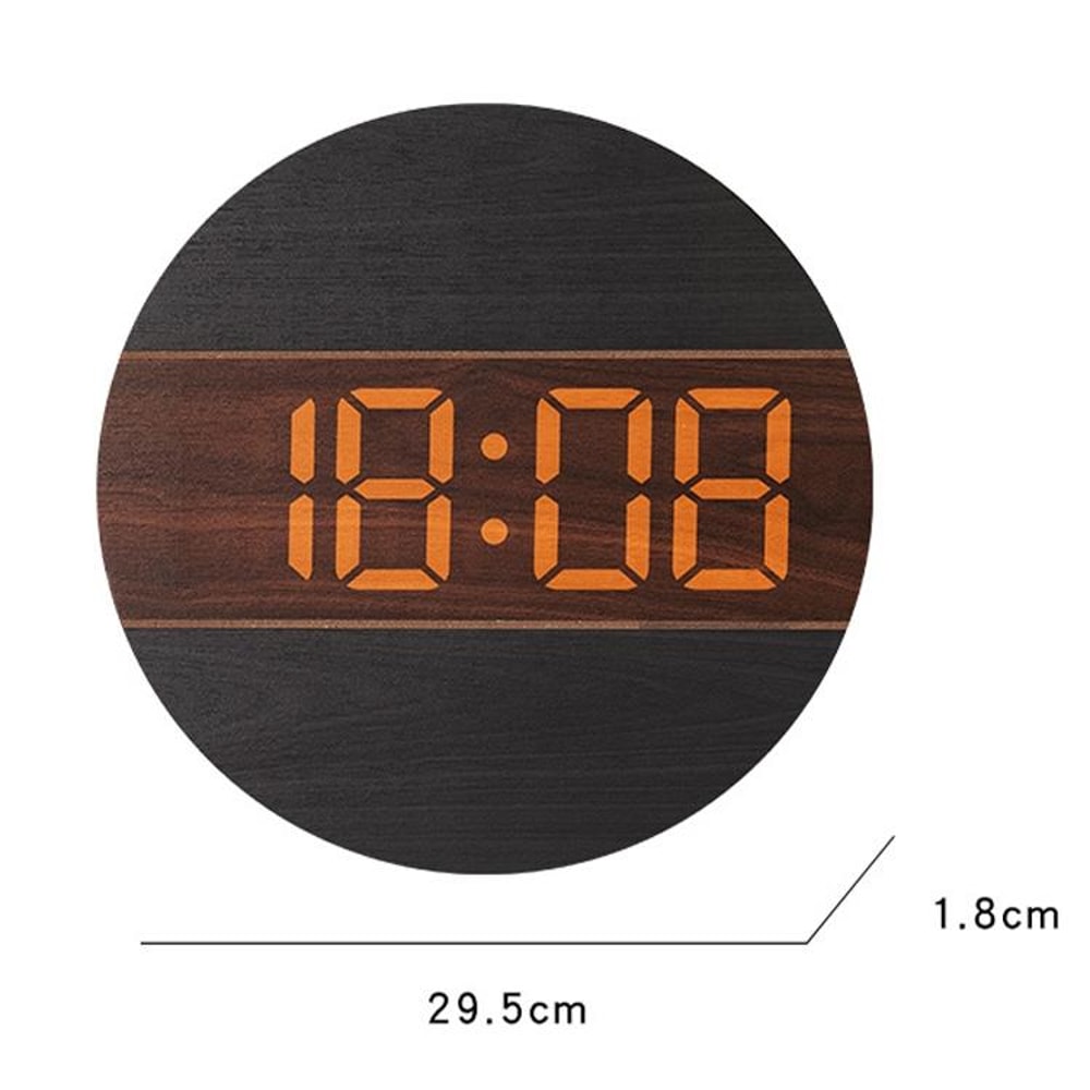 Wooden Digital Wall Clock For Living Room With Brightness Sensor 2