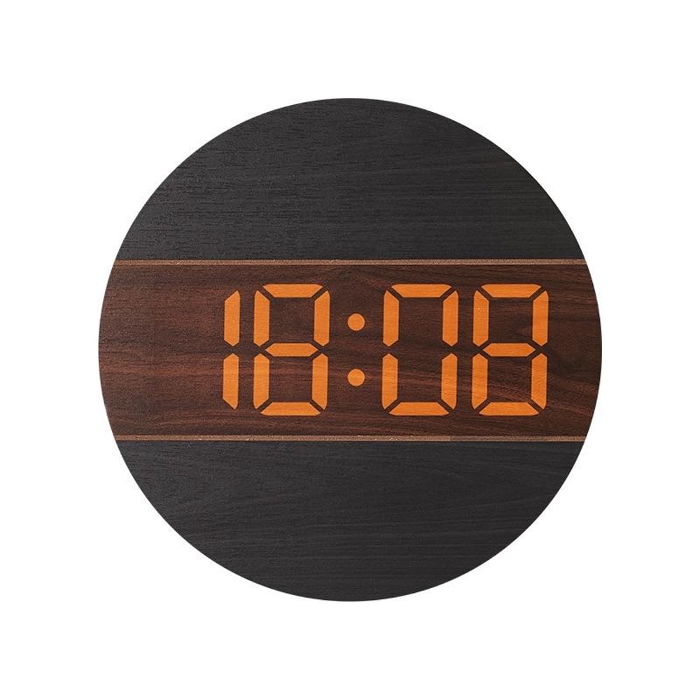 Wooden Digital Wall Clock For Living Room With Brightness Sensor 9