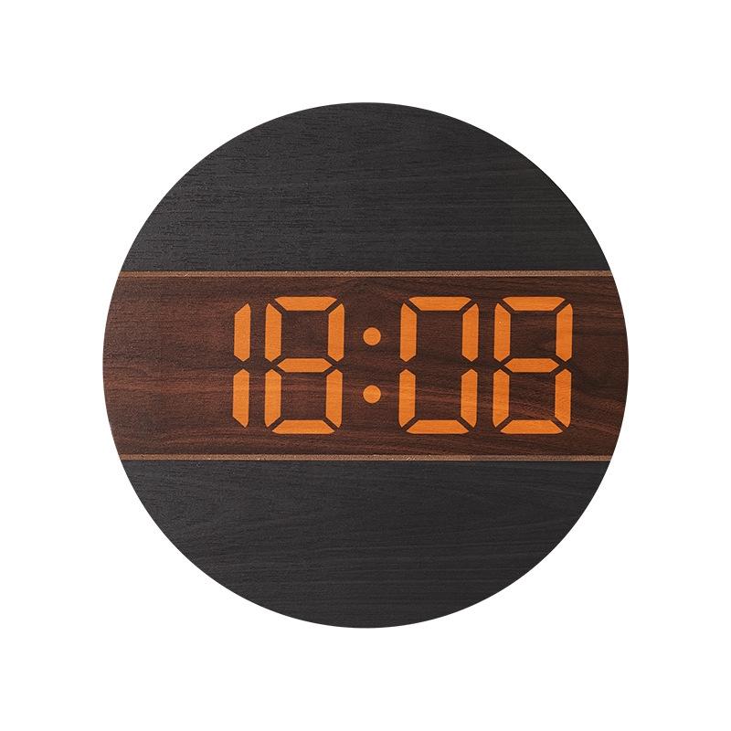 Wooden Digital Wall Clock For Living Room With Brightness Sensor 9