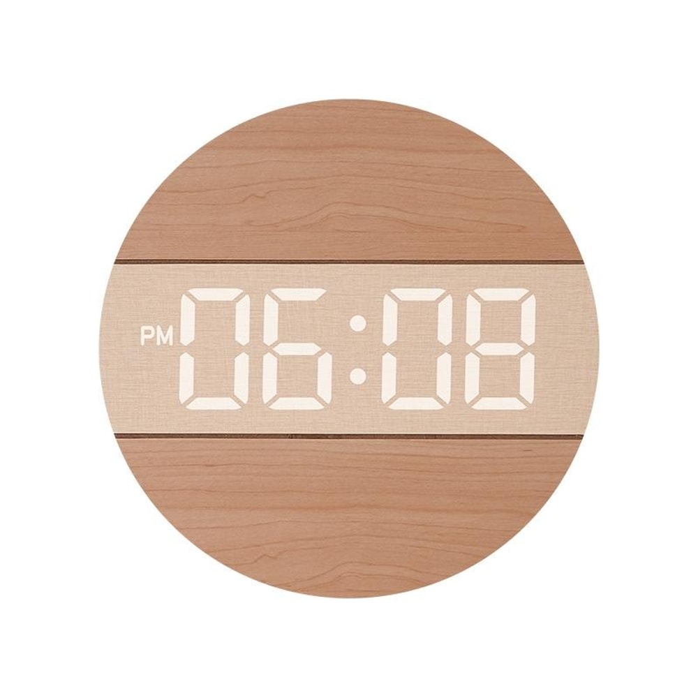 Wooden Digital Wall Clock For Living Room With Brightness Sensor 8