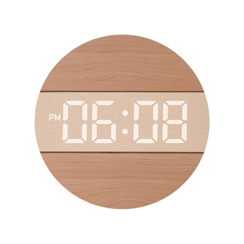 Wooden Digital Wall Clock For Living Room With Brightness Sensor 8