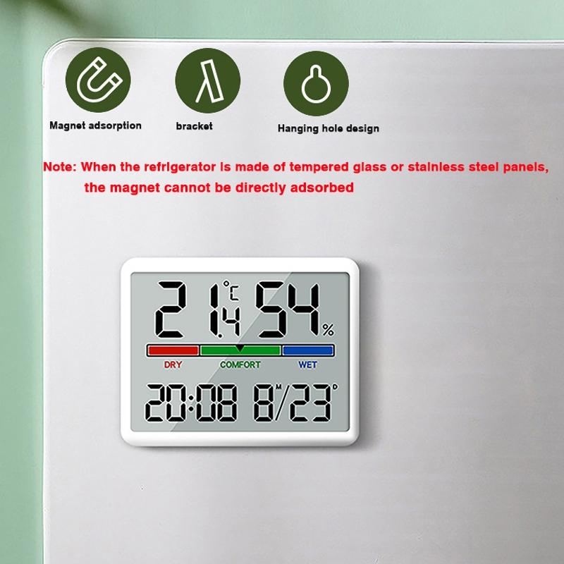 Magnetic LCD Digital Alarm Clock With Temperature Humidity Display 4