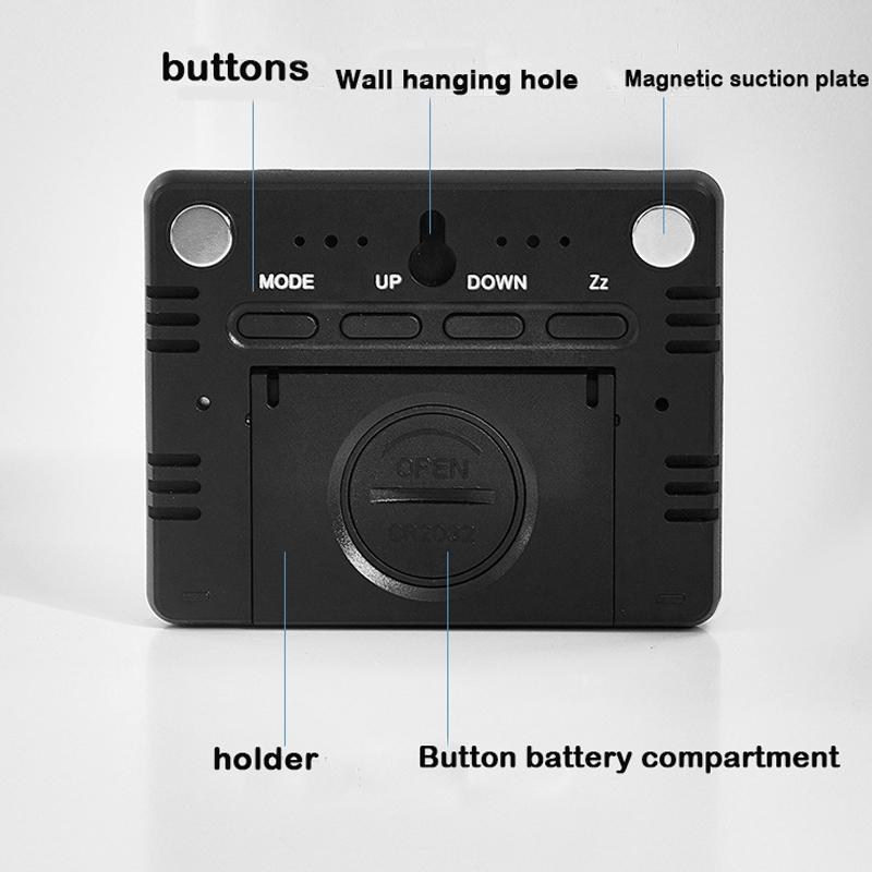 Magnetic LCD Digital Alarm Clock With Temperature Humidity Display 5