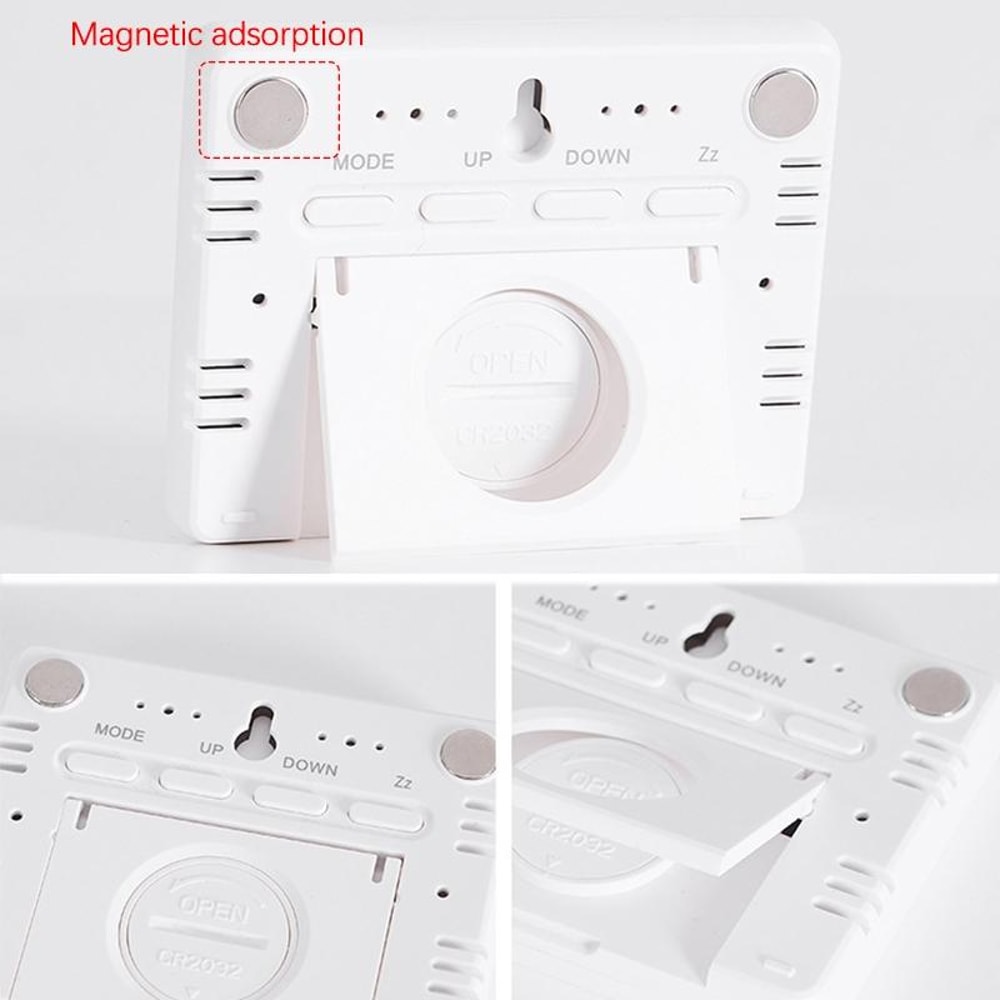 Magnetic LCD Digital Alarm Clock With Temperature Humidity Display 6