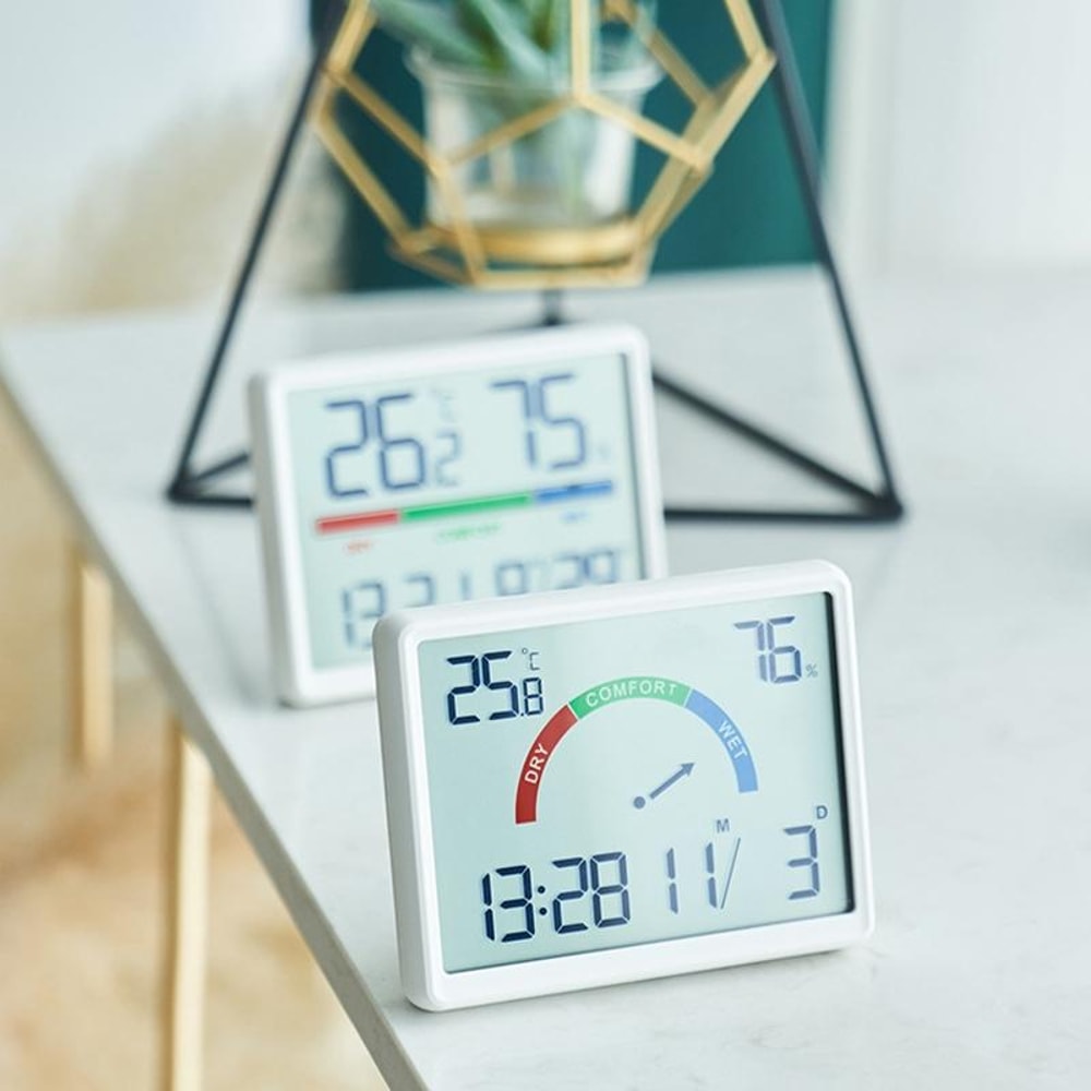 Magnetic LCD Digital Alarm Clock With Temperature Humidity Display 7