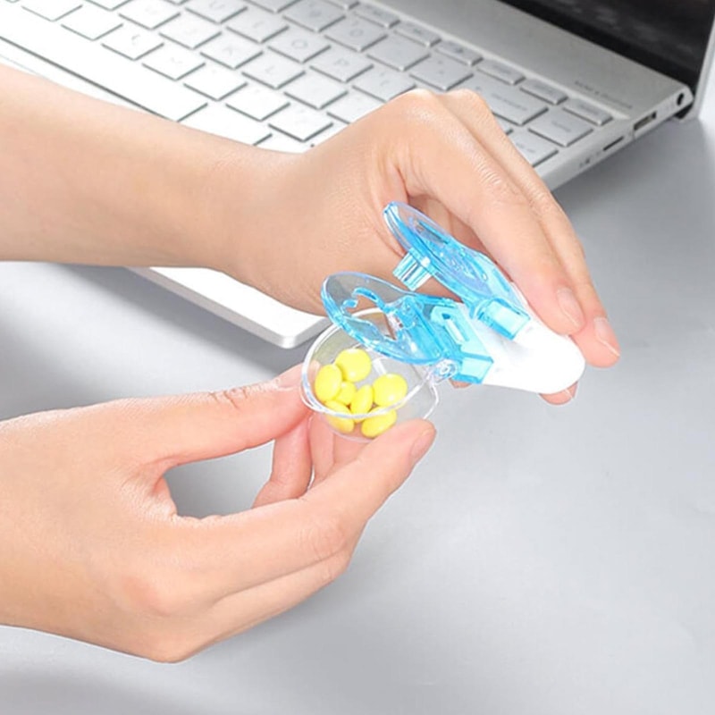 Compact Portable Pill Organizer Tablet Box With Blister Pack Opener 5