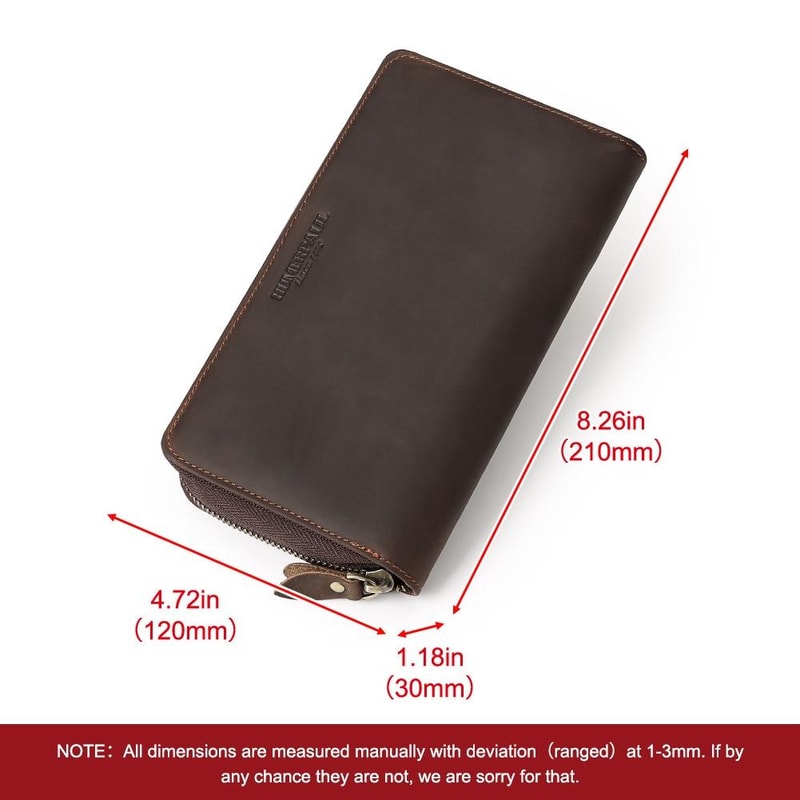 RFID Leather Men Long Wallet MultiCard Zipper 4