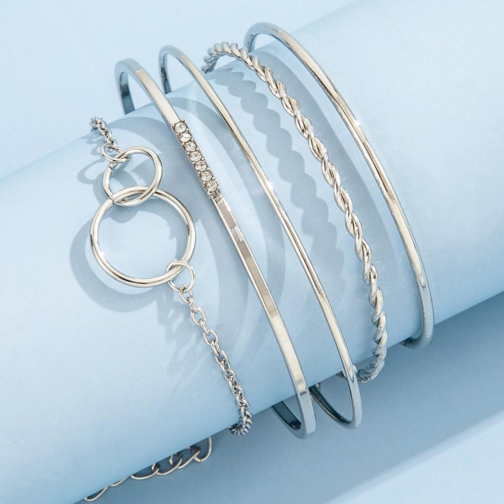 Adjustable Leaf Diamond Lace Bracelet Elegant Alloy Jewelry 0