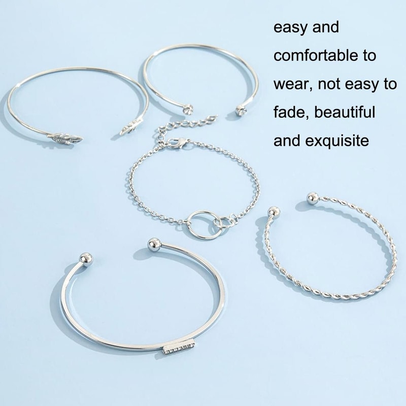 Adjustable Leaf Diamond Lace Bracelet Elegant Alloy Jewelry 3