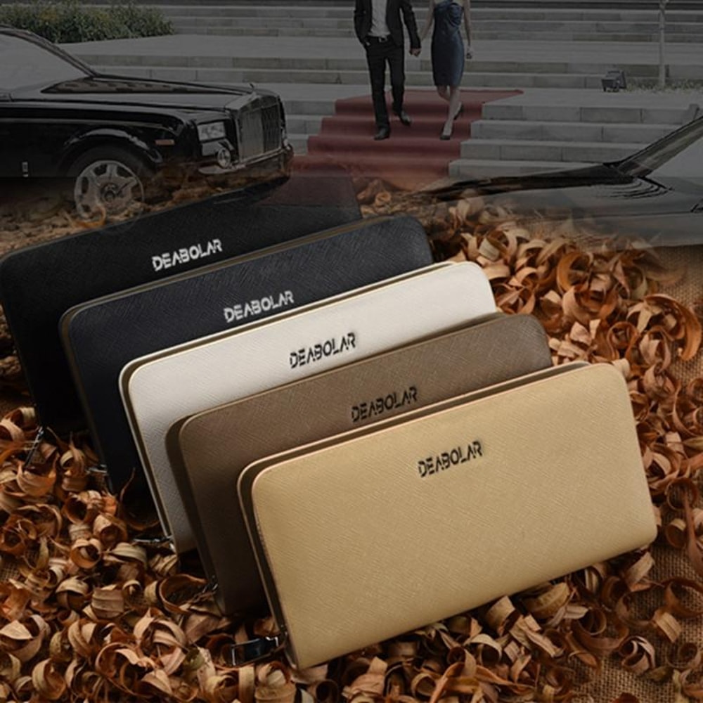 Long Saffiano Leather Wallet Large Capacity Zip Clutch 2