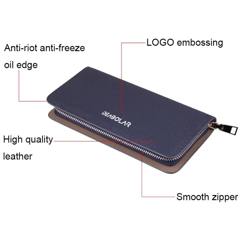 Long Saffiano Leather Wallet Large Capacity Zip Clutch 4
