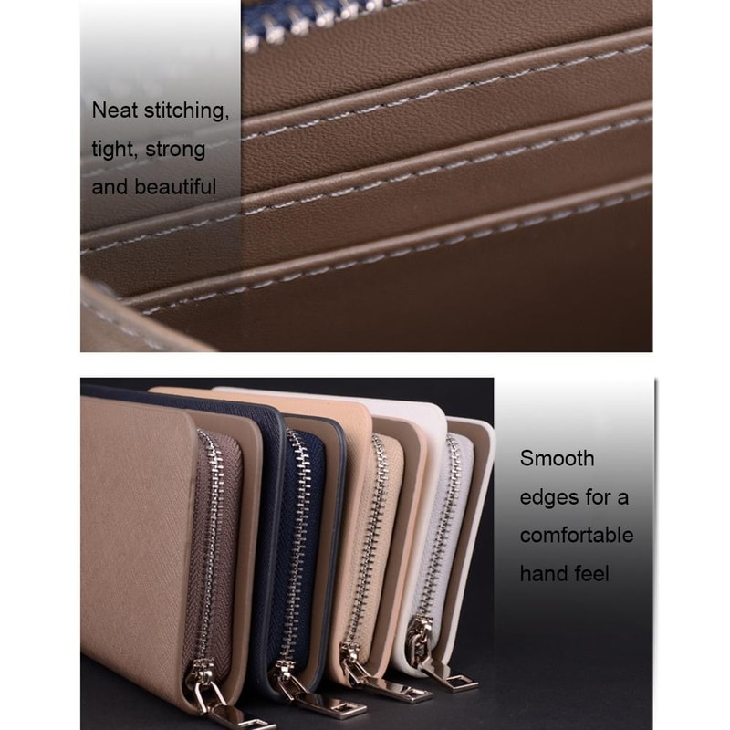 Long Saffiano Leather Wallet Large Capacity Zip Clutch 6
