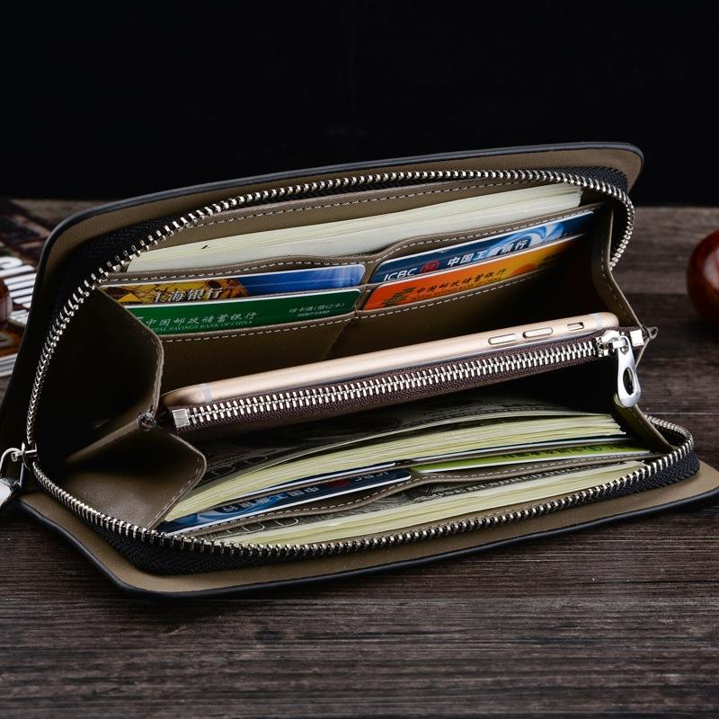 Long Saffiano Leather Wallet Large Capacity Zip Clutch 7