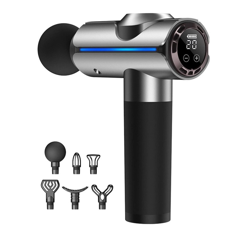 20Speed Touch Control Massage Gun With 6 Interchangeable Heads For Deep Muscle Relief 0