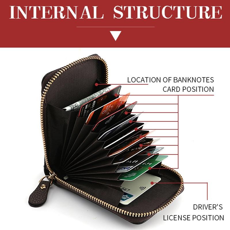 Largecapacity PU Leather Card Holder Zipper Coin Purse 3