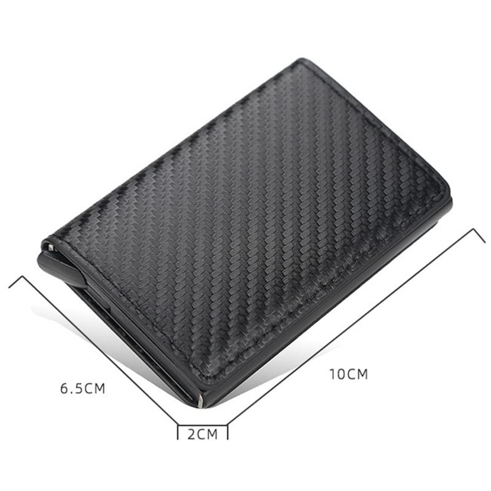 RFID Antitheft Plaid Leather Card Holder Wallet With Automatic Eject 1