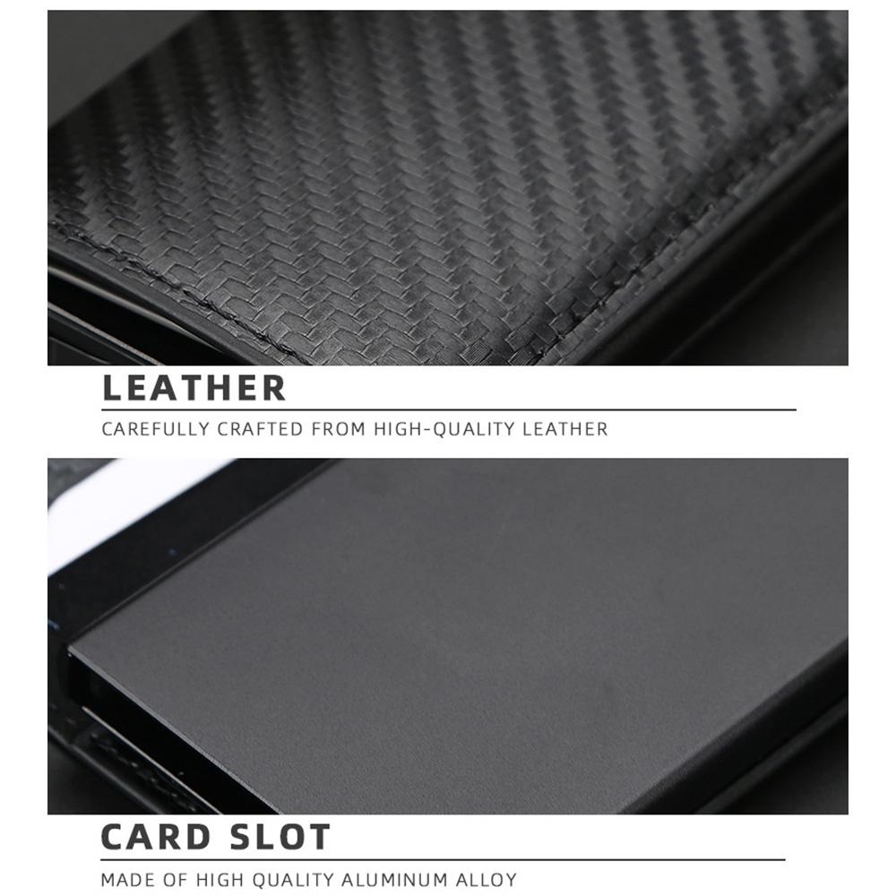 RFID Antitheft Plaid Leather Card Holder Wallet With Automatic Eject 5