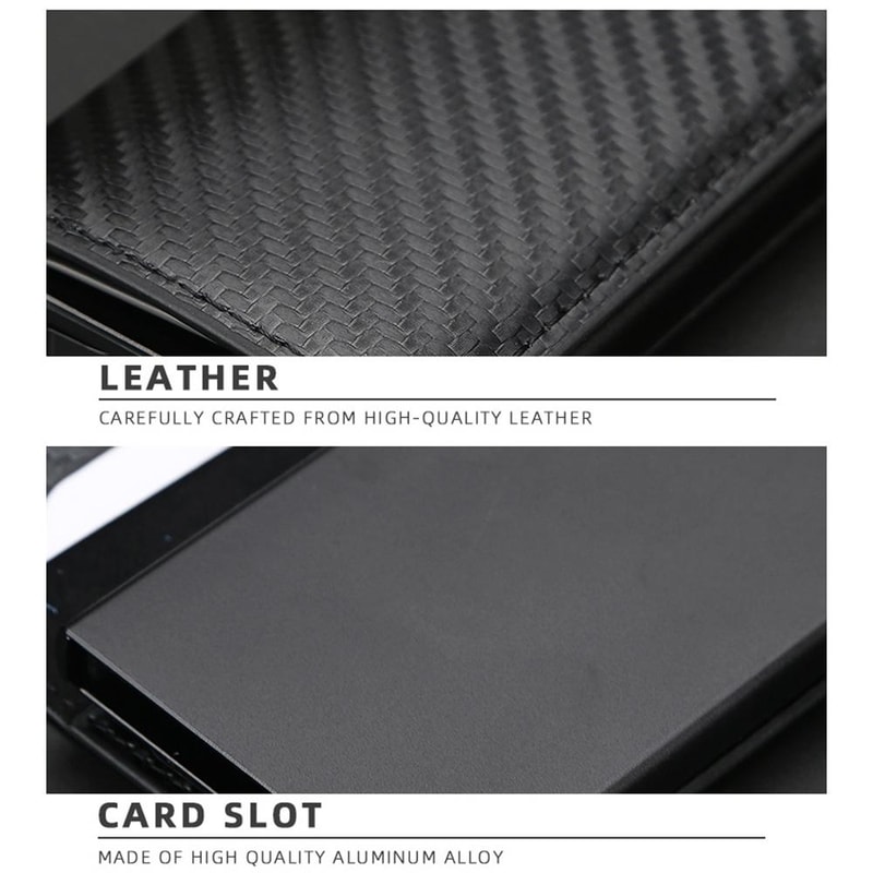 RFID Antitheft Plaid Leather Card Holder Wallet With Automatic Eject 5