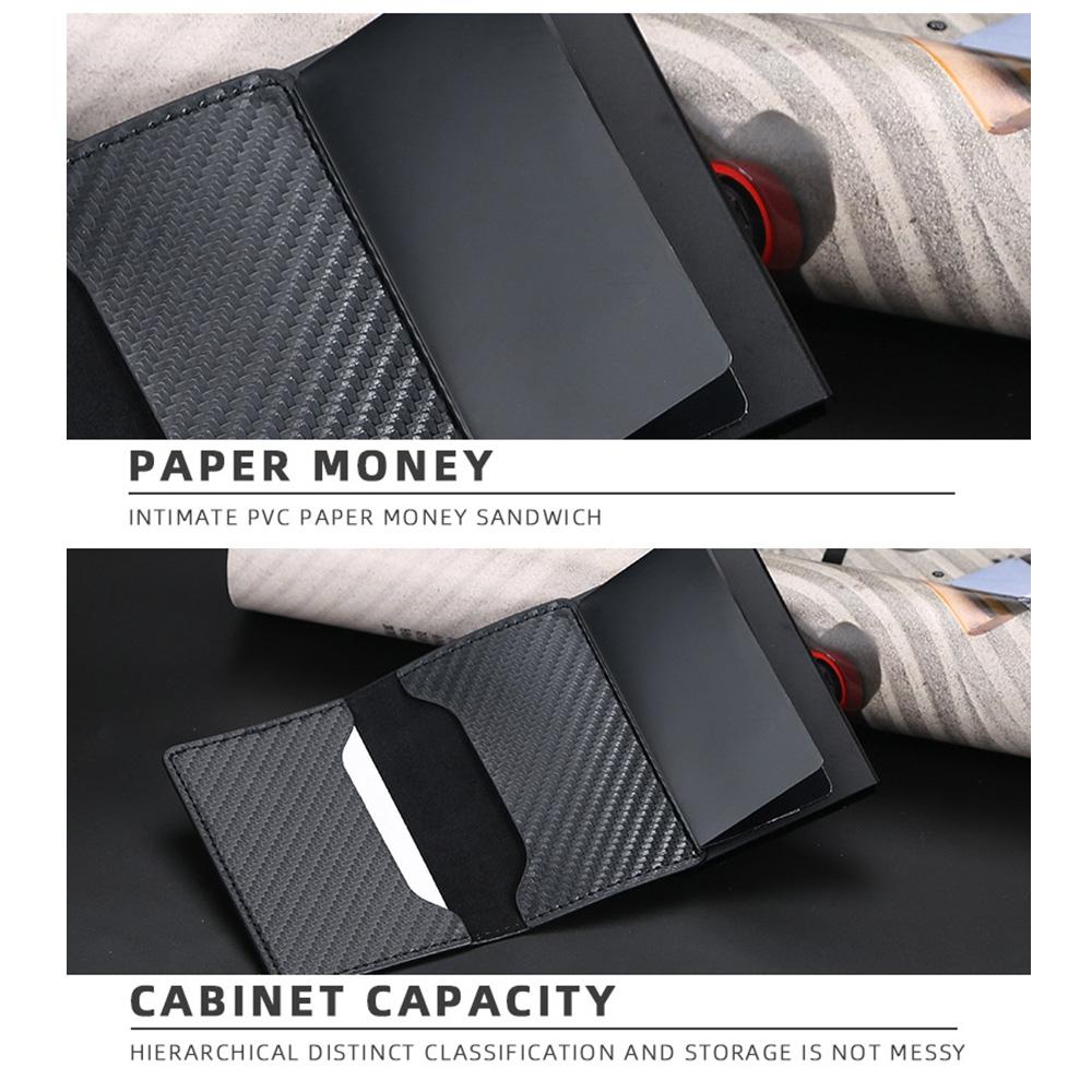 RFID Antitheft Plaid Leather Card Holder Wallet With Automatic Eject 6