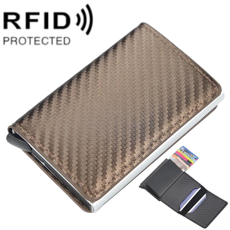RFID Antitheft Plaid Leather Card Holder Wallet With Automatic Eject 10