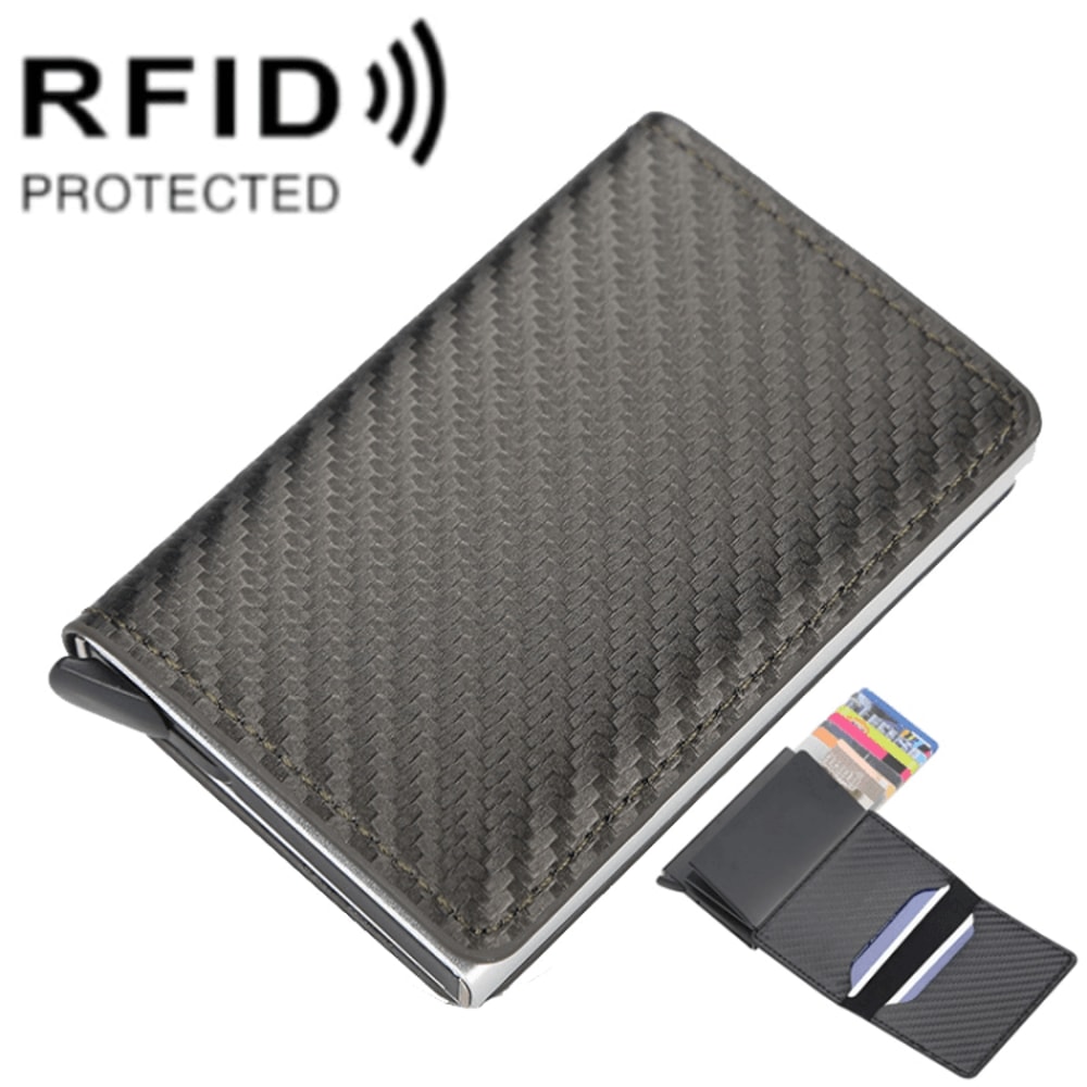 RFID Antitheft Plaid Leather Card Holder Wallet With Automatic Eject 11