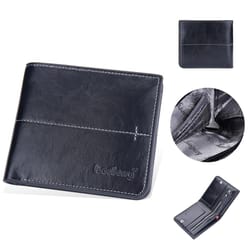 men vintage leather multi-card wallet with vertical buckle