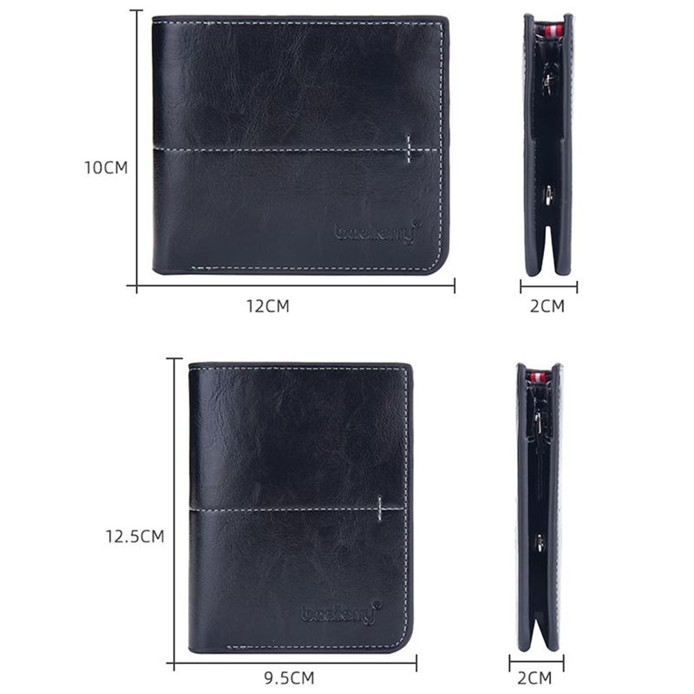 Men Vintage Leather MultiCard Wallet With Vertical Buckle 1