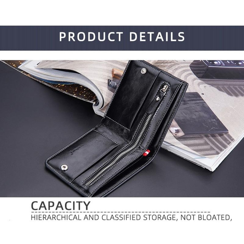 Men Vintage Leather MultiCard Wallet With Vertical Buckle 5