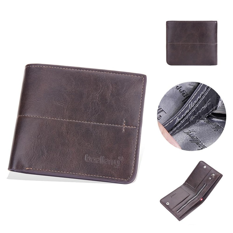 Men Vintage Leather MultiCard Wallet With Vertical Buckle 8