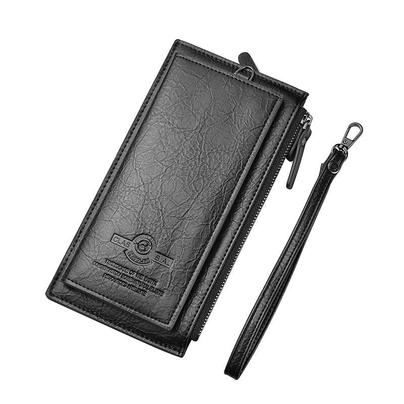 Men Retro Long Wallet With Hand Strap PU Leather Clutch Mobile Bag 6